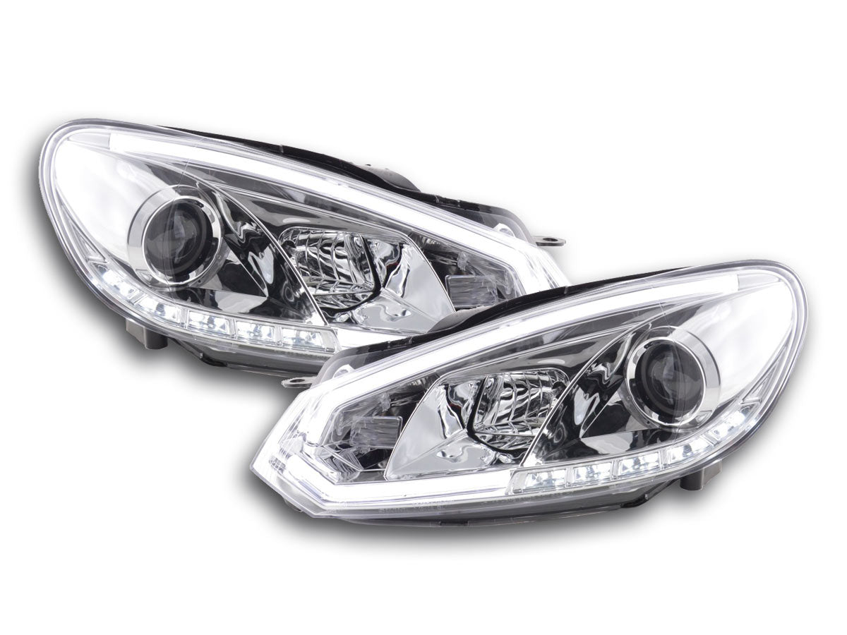Scheinwerfer Set Daylight LED Tagfahrlicht VW Golf 6 08-12 chrom Scheinwerfer Set Daylight LED Tagfahrlicht VW Golf 6 08-12 chrom